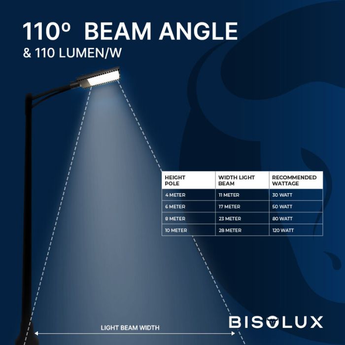 Bisolux réverbère LED Garry, 90W, 6000K, garantie de 5 ans