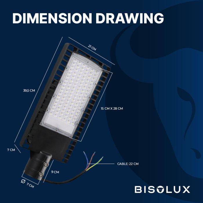 Bisolux réverbère LED Garry, 90W, 6000K, garantie de 5 ans