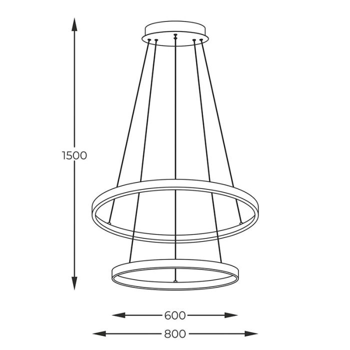 Suspension noire design, Kubra, 60W, blanc chaud à froid réglable LED