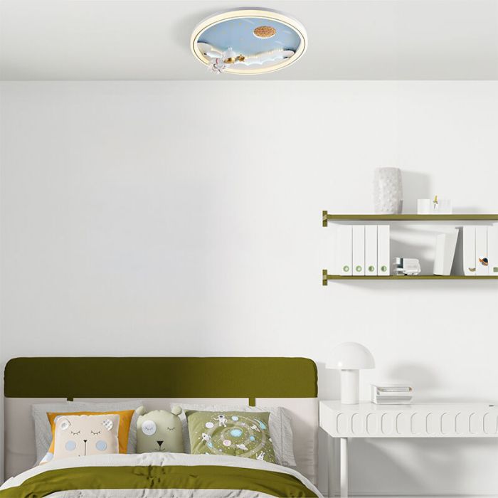 Plafonnier pour enfants bleu en métal, Astronaut, 42W, 3000K LED, gradable en 3 étapes